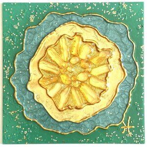 Transparent Geode Original Art Mixed Media Faux Geode Painting 5x5in On Acrylic